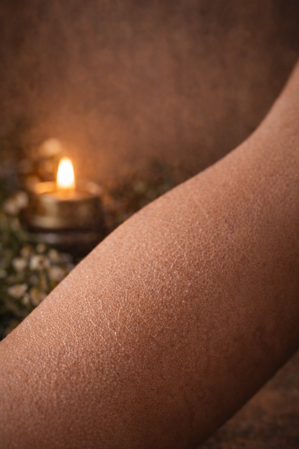 Hand holding body oil